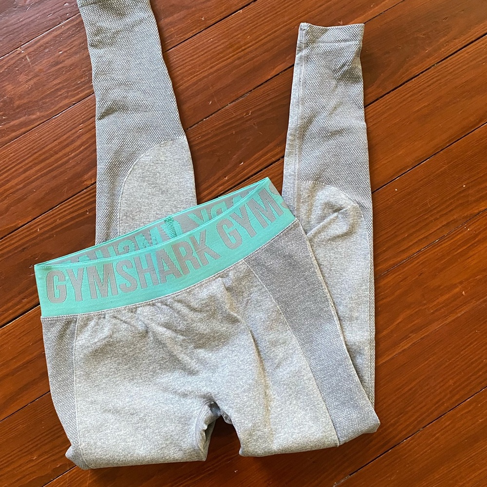 Gymshark Flex Leggings - Smokey Grey Marl/Light Green